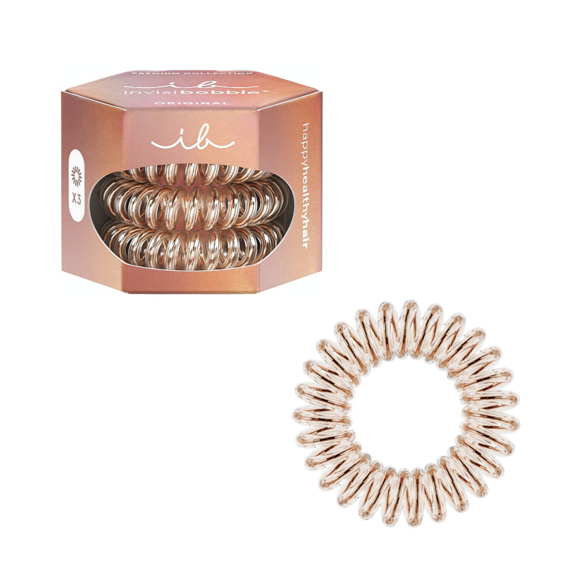 INVISIBOBBLE - Élastique à cheveux, Original Premium Pretzel - réf Bronze me pretty ( 3pcs)