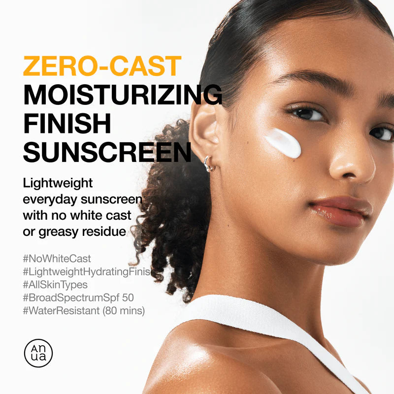ANUA - Zero-Cast Moisturizing Finish Sunscreen - Crème solaire hydratante SPF50 - 50ml