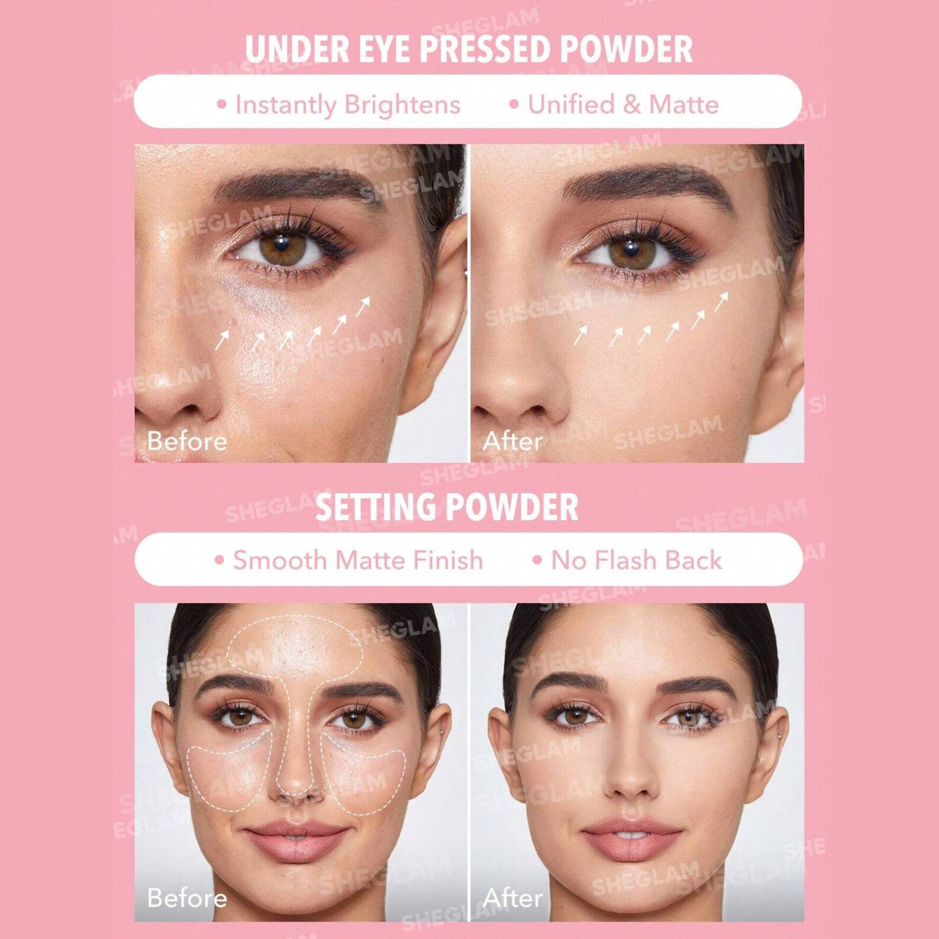 SHEGLAM - Insta Ready Face & Under Eye Setting Powder Duo - réf Bubblegum