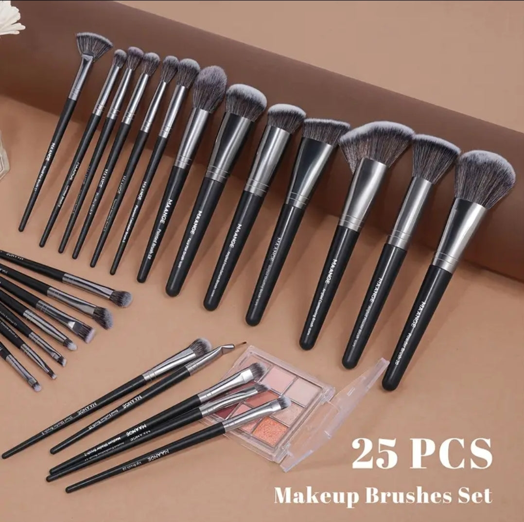 MAANGE - Ensemble de 25 pinceaux de maquillage Premium + 7 éponges + 5 Puff