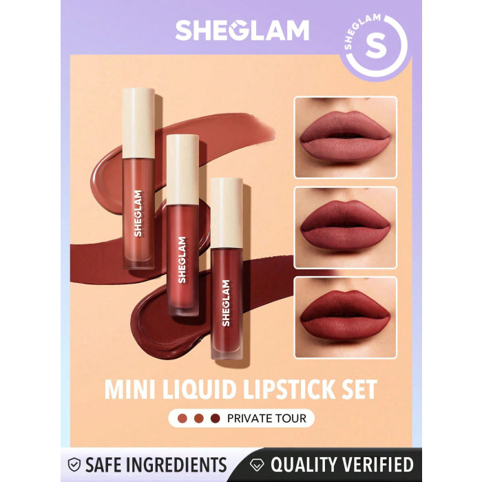 SHEGLAM - Matte Allure Mini Liquide, Coffret de 3 mini rouges à lèvres - réf Feel Real