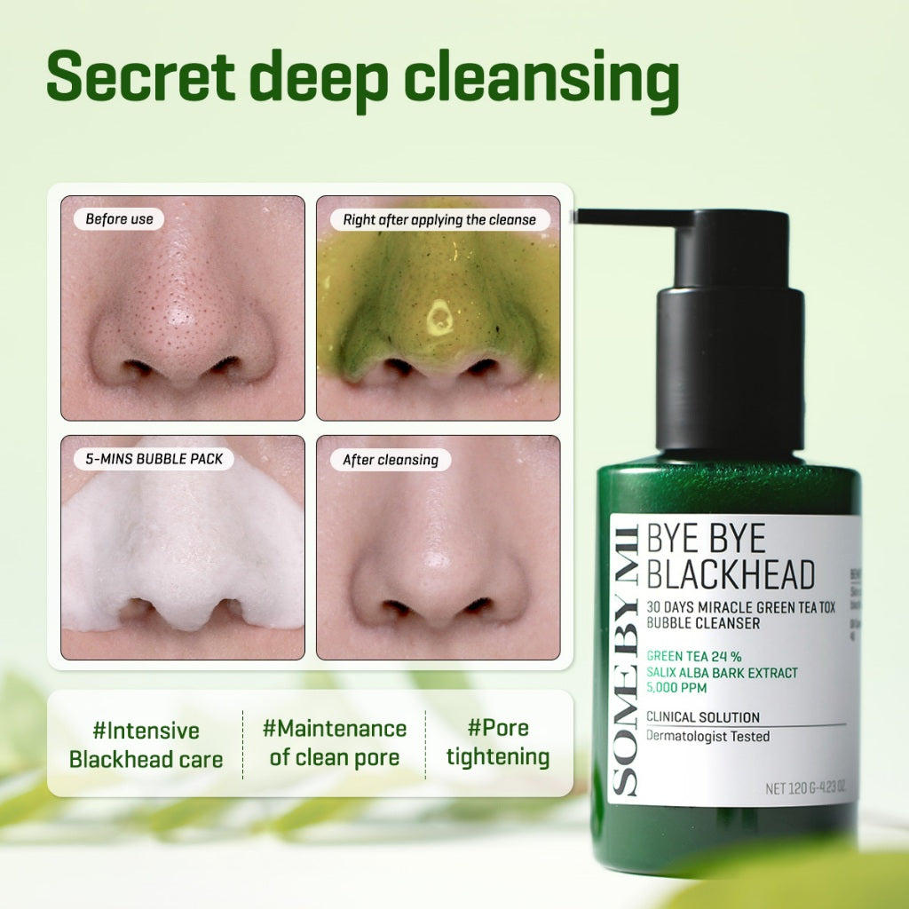 SOME BY MI - Bye Bye Blackhead 30 Days Miracle Green Tea Tox Mousse Exfoliante - 120g